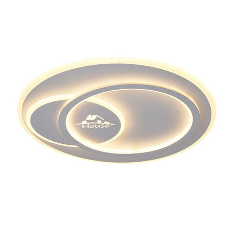 Modern Led Circular Ceiling Flush Mount In Warm/White Light With Acrylic House Pattern