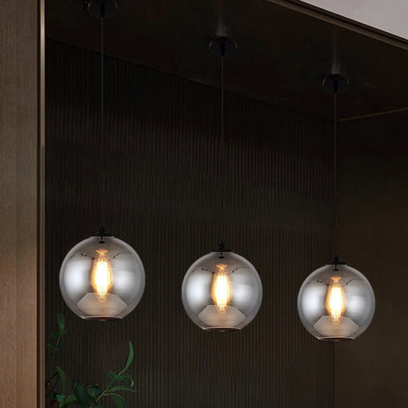 Smoke Gray Mini Pendant Light - Modern Glass Ceiling Fixture For Bars And Cafes With 1 Head