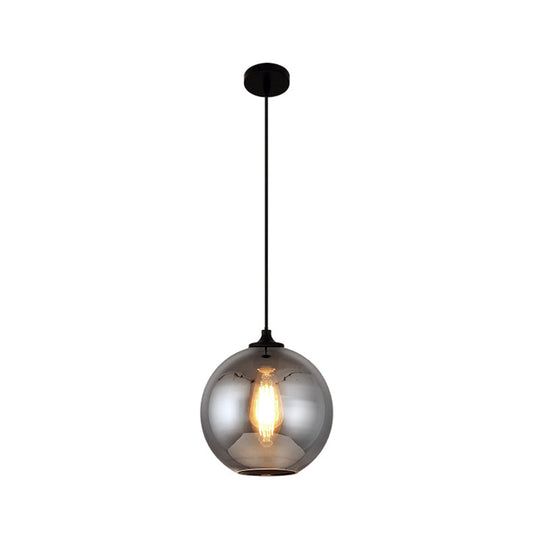 Smoke Gray Mini Pendant Light - Modern Glass Ceiling Fixture For Bars And Cafes With 1 Head / D