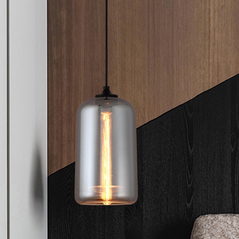 Smoke Gray Mini Pendant Light - Modern Glass Ceiling Fixture For Bars And Cafes With 1 Head / C