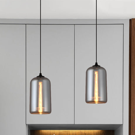 Smoke Gray Mini Pendant Light - Modern Glass Ceiling Fixture For Bars And Cafes With 1 Head