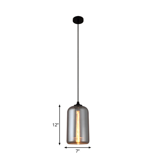 Smoke Gray Glass Mini Pendant Light - Modern Ceiling Hanging For Bar & Cafe