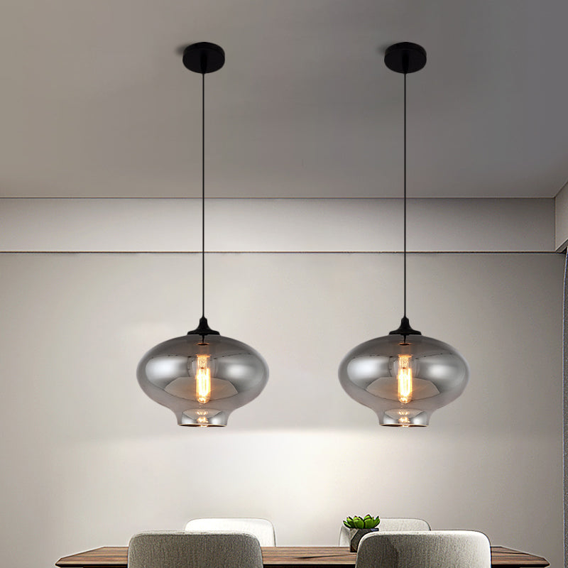 Smoke Gray Mini Pendant Light - Modern Glass Ceiling Fixture For Bars And Cafes With 1 Head