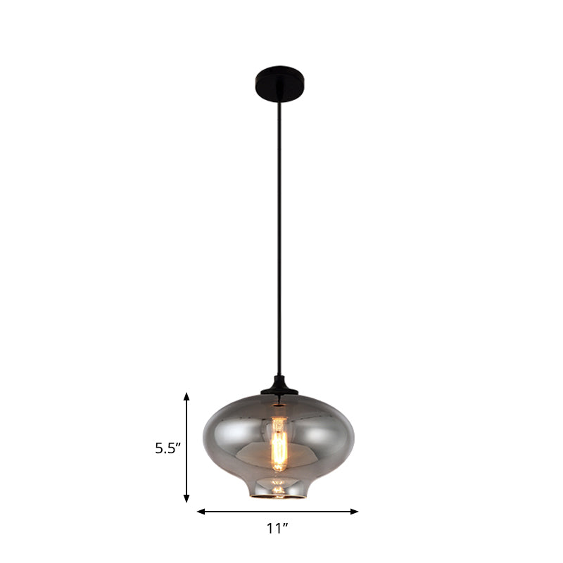 Smoke Gray Mini Pendant Light - Modern Glass Ceiling Fixture For Bars And Cafes With 1 Head