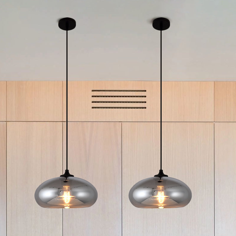 Smoke Gray Mini Pendant Light - Modern Glass Ceiling Fixture For Bars And Cafes With 1 Head