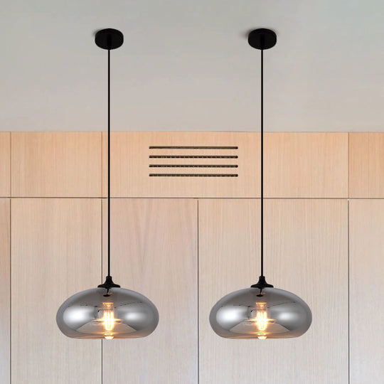 Smoke Gray Mini Pendant Light - Modern Glass Ceiling Fixture For Bars And Cafes With 1 Head