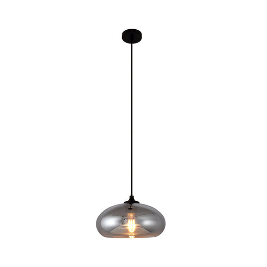 Smoke Gray Mini Pendant Light - Modern Glass Ceiling Fixture For Bars And Cafes With 1 Head / A