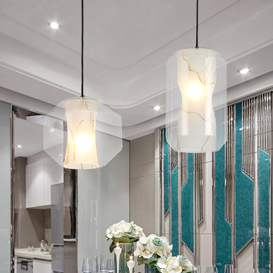 Modern Clear Glass Pendant Light-Black 1-Light 8’/10’ Wide Cylinder/Drum