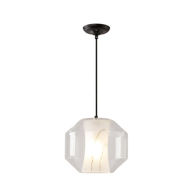 Modern Black Cylinder Pendant With 1-Light Clear Glass - 8/10 Wide
