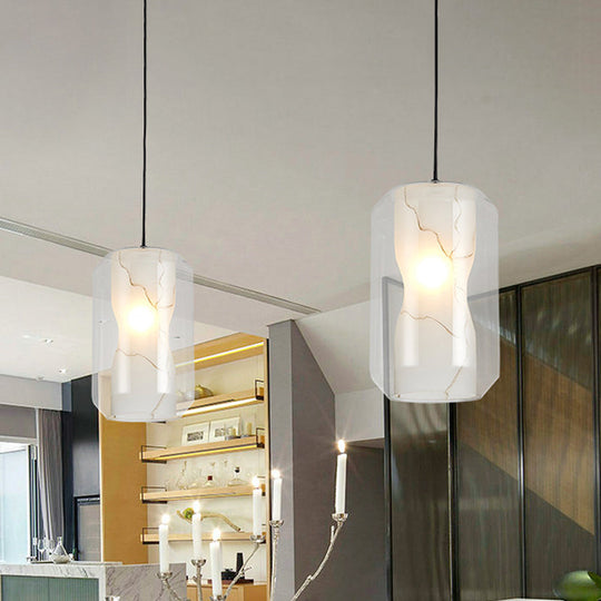 Modern Clear Glass Pendant Light-Black 1-Light 8’/10’ Wide Cylinder/Drum