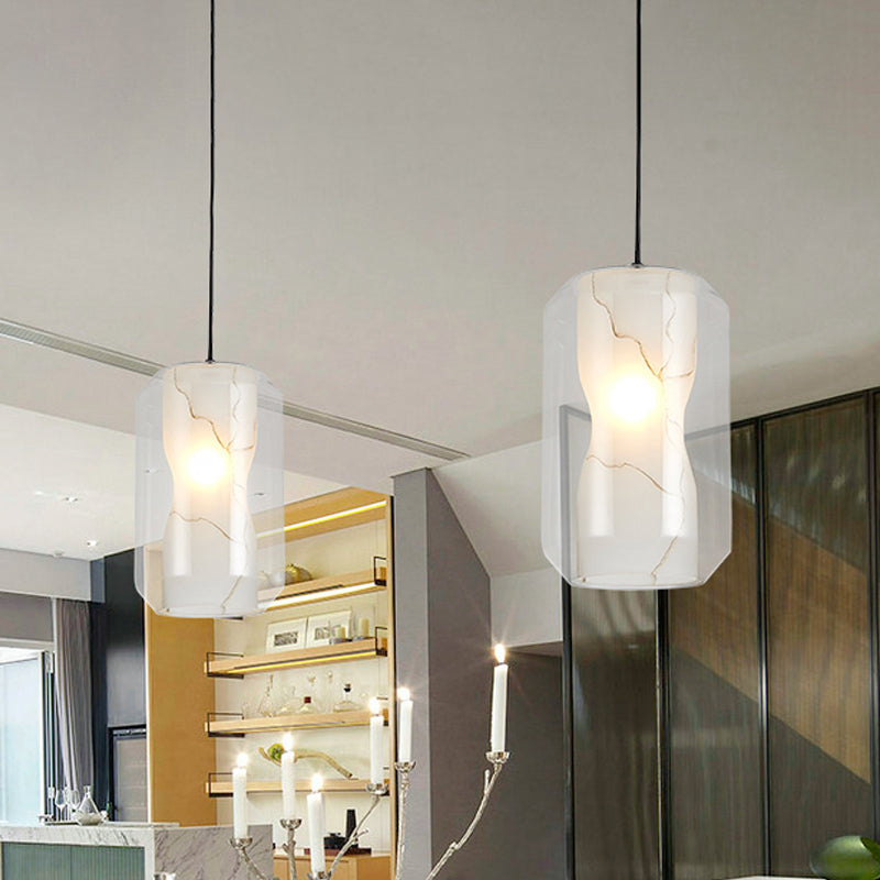 Modern Black Cylinder Pendant With 1-Light Clear Glass - 8/10 Wide