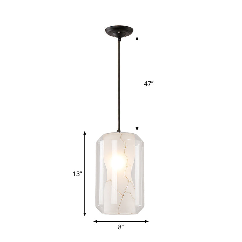 Modern Clear Glass Pendant Light-Black 1-Light 8’/10’ Wide Cylinder/Drum