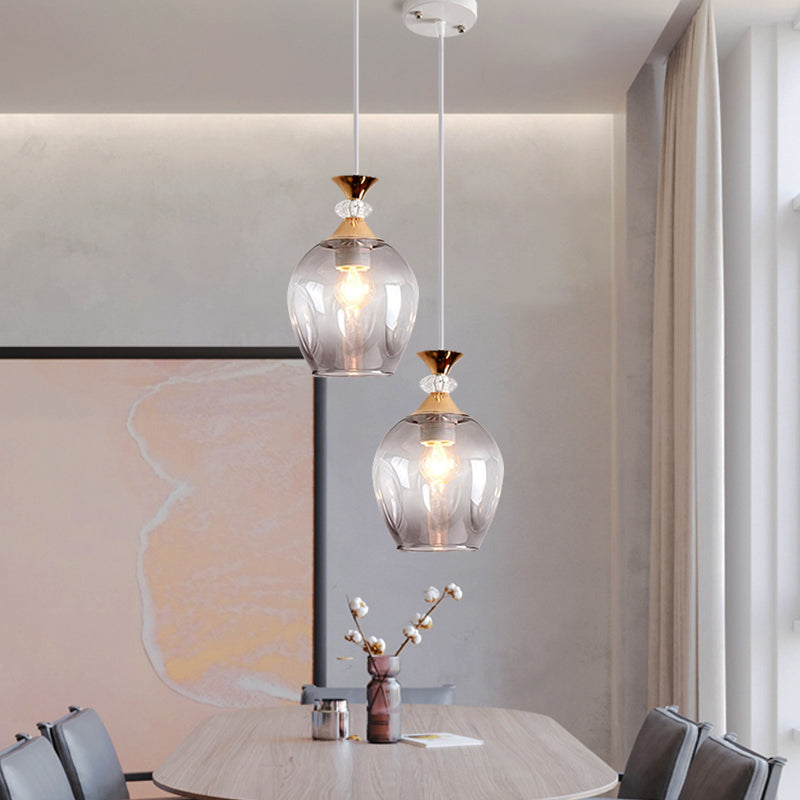 Modern Cup-Shaped Glass Pendant Light With Multi-Colored Dimples