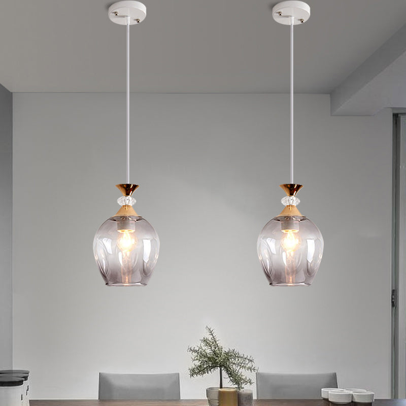 Modern Cup-Shaped Glass Pendant Light With Multi-Colored Dimples