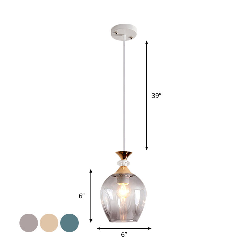 Modern Cup-Shaped Glass Pendant Light With Multi-Colored Dimples