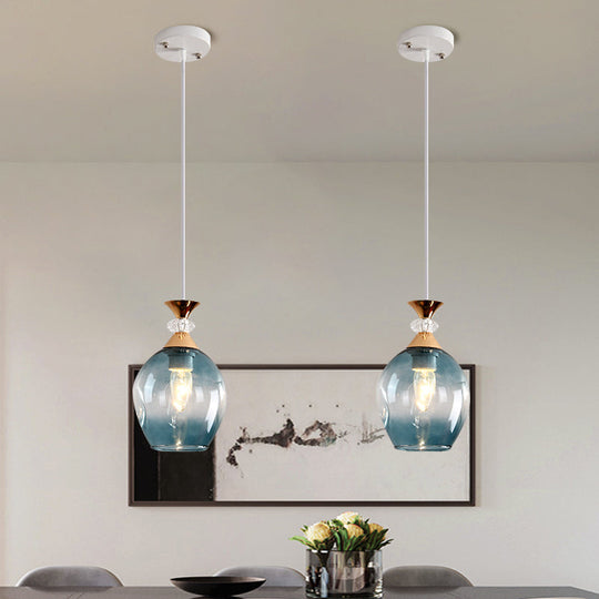 Modern Cup-Shaped Glass Pendant Light With Multi-Colored Dimples