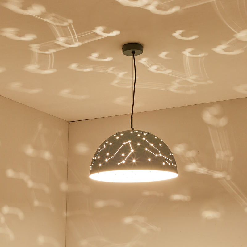 Minimalist Metal Hanging Ceiling Light With 1 Semisphere Pendant In Blue/Green/Yellow