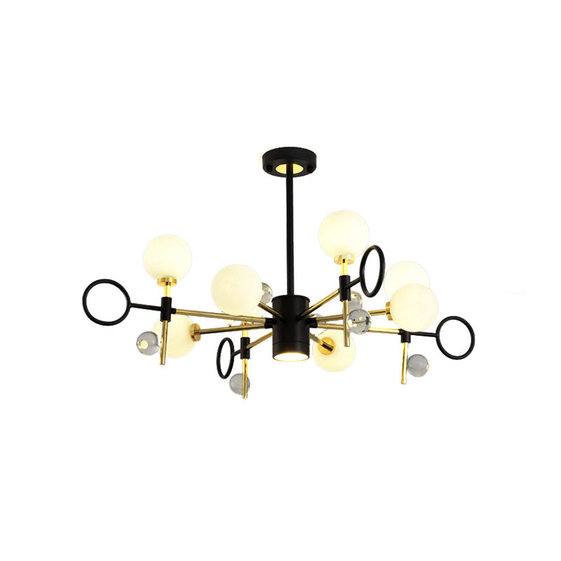 Modern Nordic Style 6/8-Light Black Chandelier With Globe Glass Shade