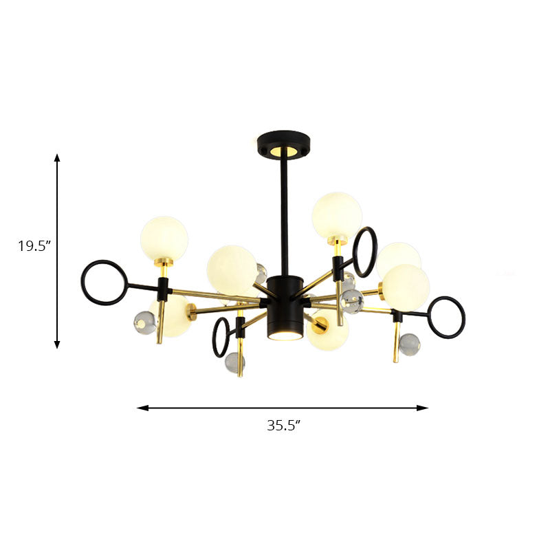 Modern Nordic Style 6/8-Light Black Chandelier With Globe Glass Shade