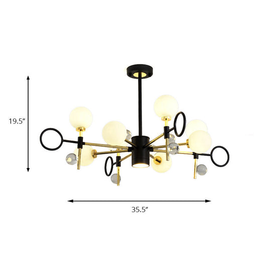 Modern Nordic Style 6/8-Light Black Chandelier With Globe Glass Shade
