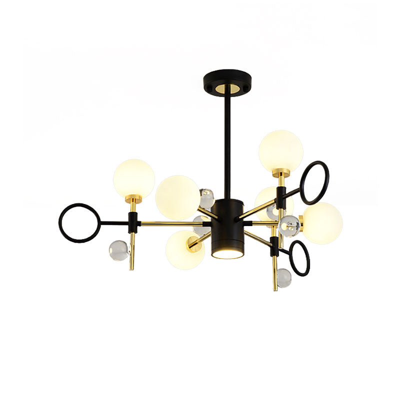 Modern Nordic Style 6/8-Light Black Chandelier With Globe Glass Shade