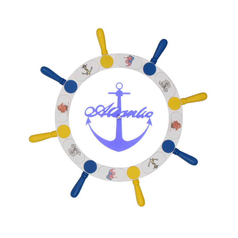 White Rudder Led Ceiling Light - Kids’ Wooden Flush Mount 18’/25.5’ Width