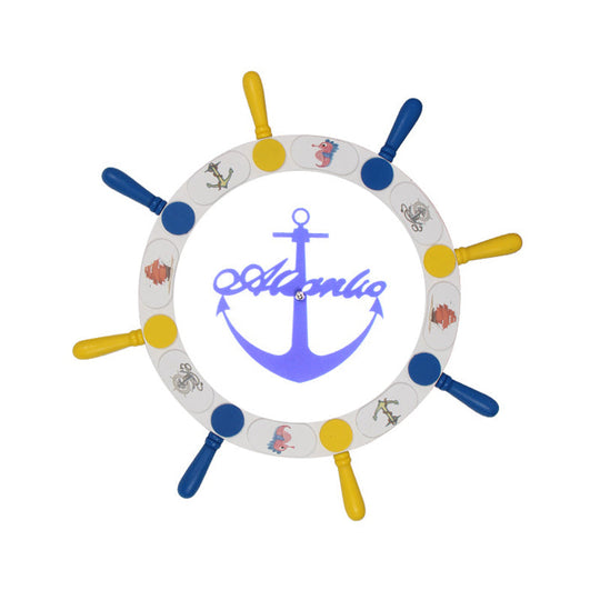 White Rudder Led Ceiling Light - Kids Wooden Flush Mount 18/25.5 Width