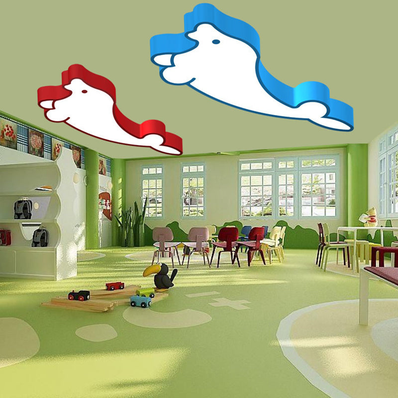 Led Cartoon Seal Ceiling Light With Colorful Acrylic Shade - Flush Mount Fixture