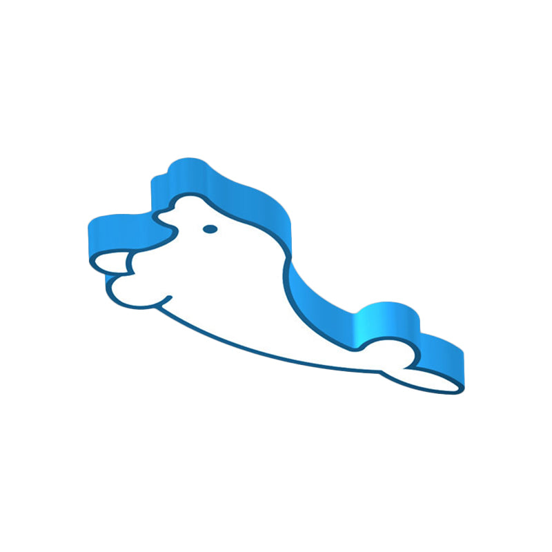 Led Cartoon Seal Ceiling Light With Colorful Acrylic Shade - Flush Mount Fixture