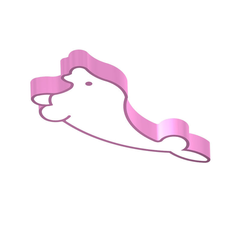 Led Cartoon Seal Ceiling Light With Colorful Acrylic Shade - Flush Mount Fixture Pink