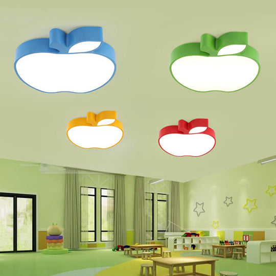 Kids Style Led Ceiling Lamp For Baby Room - Apple Acrylic Flush Mount Light (18/21.5 W)