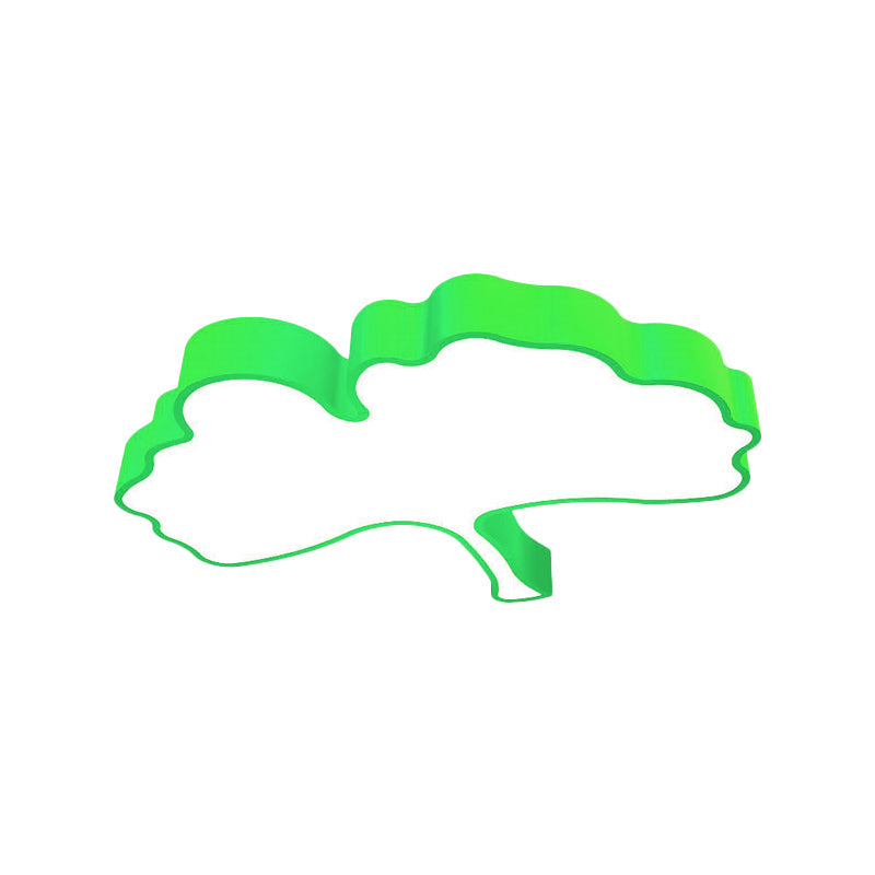 Ginkgo Leaf Led Ceiling Light In Macaron Metal Red/Yellow/Blue - Nursery Flush Mount 23.5’/31.5’ W