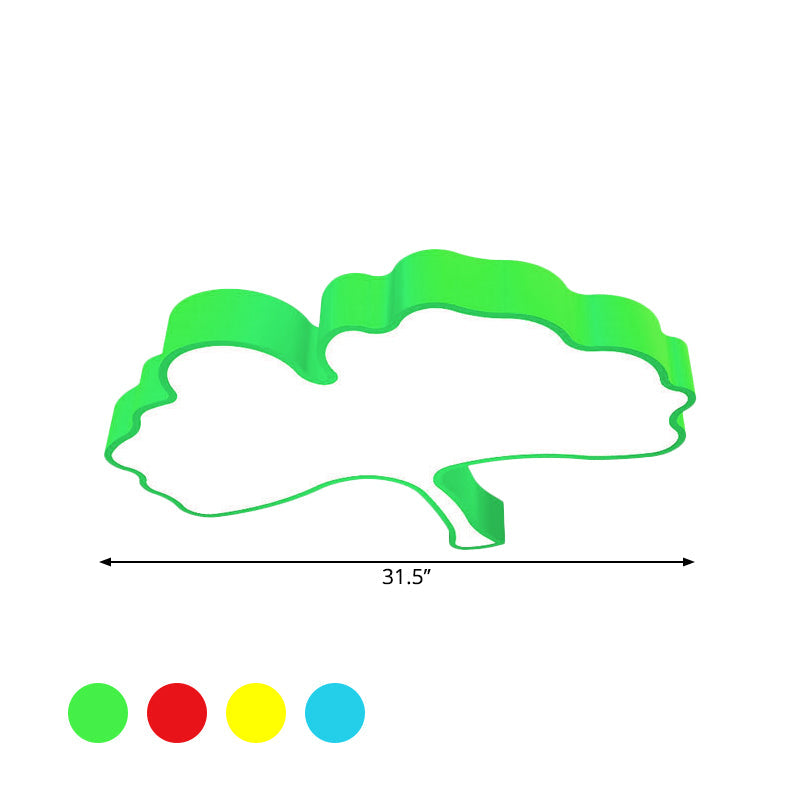 Ginkgo Leaf Led Ceiling Light In Macaron Metal Red/Yellow/Blue - Nursery Flush Mount 23.5/31.5 W