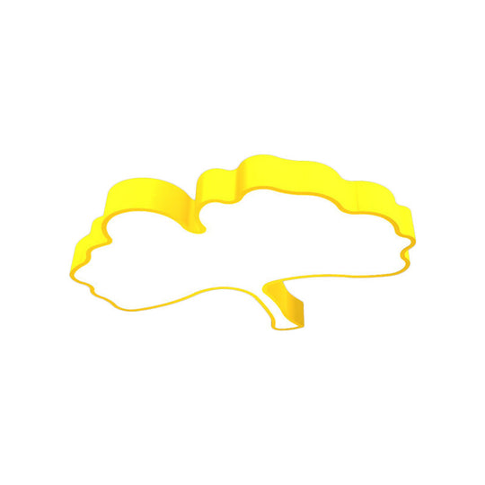 Ginkgo Leaf Led Ceiling Light In Macaron Metal Red/Yellow/Blue - Nursery Flush Mount 23.5’/31.5’ W