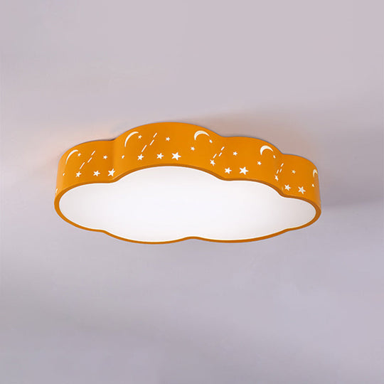 Hollowed-Out Cloud Led Flush Light: Macaron Acrylic Red/Yellow/Blue 20.5’/24.5’ Width