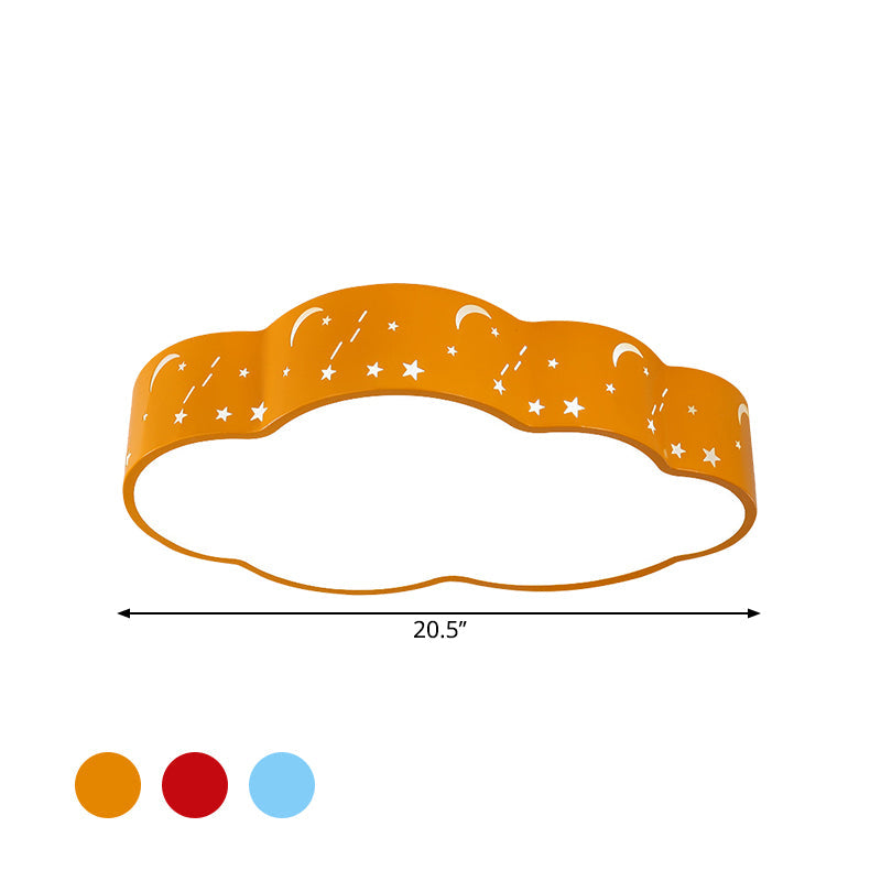 Hollowed-Out Cloud Led Flush Light: Macaron Acrylic Red/Yellow/Blue 20.5’/24.5’ Width
