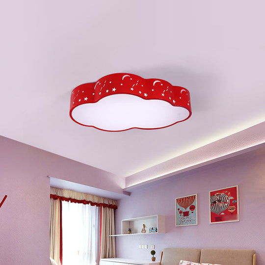 Hollowed-Out Cloud Led Flush Light: Macaron Acrylic Red/Yellow/Blue 20.5’/24.5’ Width Red / 20.5’
