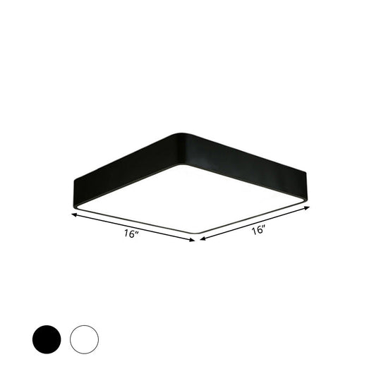 Nordic Square Flush Mount Lamp: Acrylic Led Ceiling Light For Office (Black/White