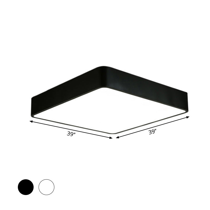 Nordic Square Flush Mount Lamp: Acrylic Led Ceiling Light For Office (Black/White
