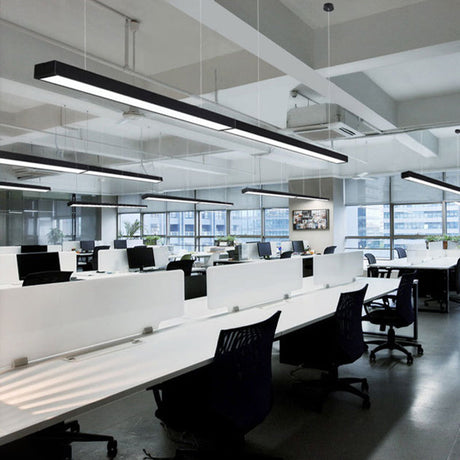 Minimalist Acrylic Linear Led Hanging Light Black/White Ceiling Pendant Lamp For Office - 2/3/4 Wide