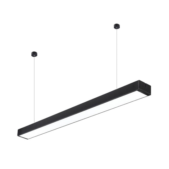 Minimalist Linear Led Hanging Light - Acrylic Black/White Office Ceiling Pendant Lamp