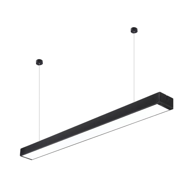 Minimalist Acrylic Linear Led Hanging Light Black/White Ceiling Pendant Lamp For Office - 2/3/4 Wide