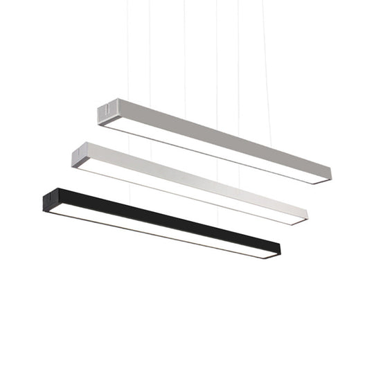 Minimalist Linear Led Hanging Light - Acrylic Black/White Office Ceiling Pendant Lamp