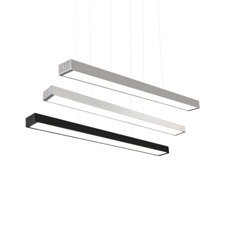 Minimalist Acrylic Linear Led Hanging Light Black/White Ceiling Pendant Lamp For Office - 2/3/4 Wide
