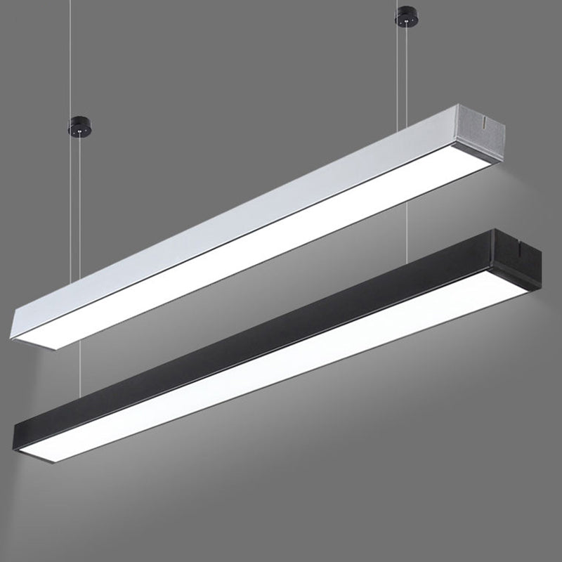 Minimalist Linear Led Hanging Light - Acrylic Black/White Office Ceiling Pendant Lamp