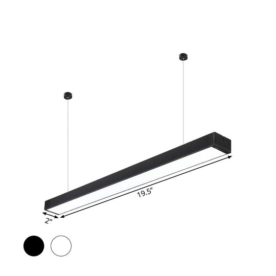 Minimalist Linear Led Hanging Light - Acrylic Black/White Office Ceiling Pendant Lamp