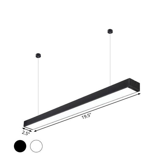 Minimalist Linear Led Hanging Light - Acrylic Black/White Office Ceiling Pendant Lamp