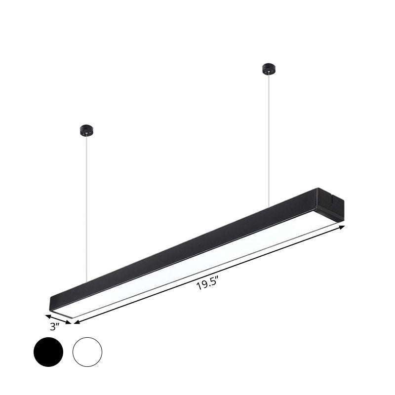 Minimalist Linear Led Hanging Light - Acrylic Black/White Office Ceiling Pendant Lamp