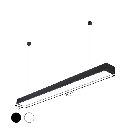 Minimalist Acrylic Linear Led Hanging Light Black/White Ceiling Pendant Lamp For Office - 2/3/4 Wide