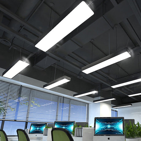 Simple Black/White Rectangle Pendant Light: Led Iron Hanging Fixture Multiple Width Options For